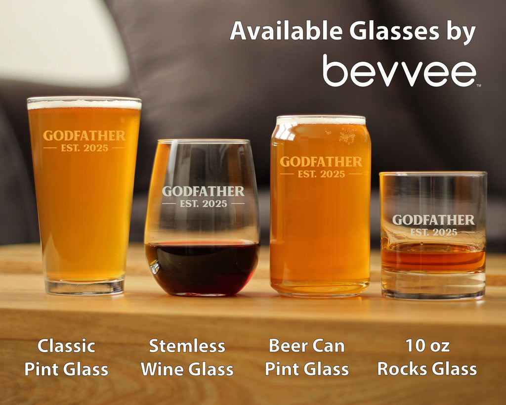 Godfather Est 2025 - New Godfather Whiskey Rocks Glass Proposal Gift for First Time Godparents - Bold 10.25 Oz Glasses