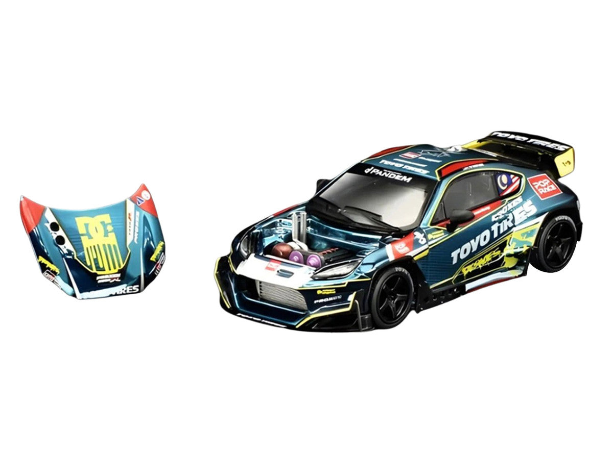 Toyota Pandem GR86 "Tengku Djan Ley" Blue Metallic with Graphics 1/64 Diecast Model Car by Pop Race