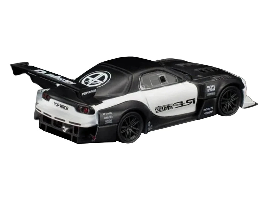 Mazda RX-7 "RE Super G Time Attack" RHD (Right Hand Drive) Black and White "The Model Car Show Malaysia 2026" 1/64 Diecast Model Car by Pop Race