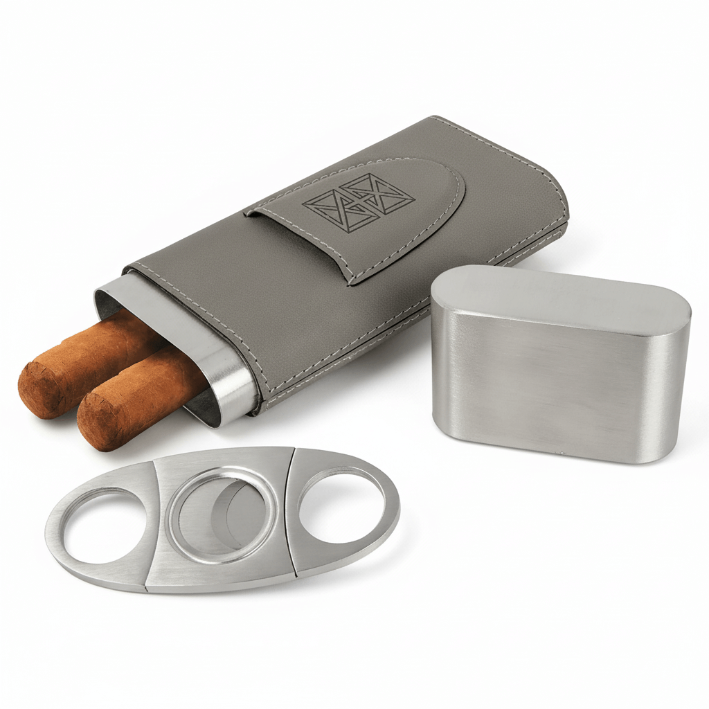 Personalized leatherette cigar case with Cutter Personalized Engraving