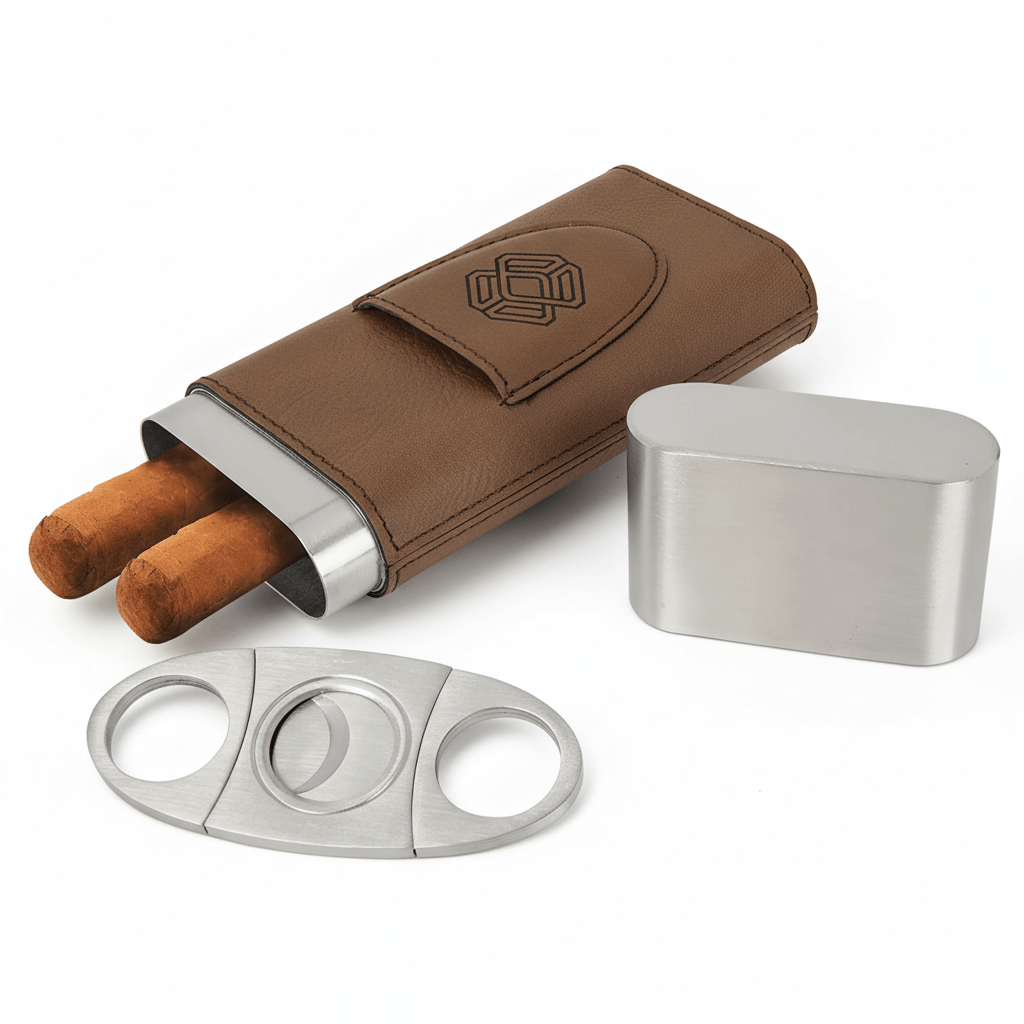 Personalized leatherette cigar case with Cutter Personalized Engraving