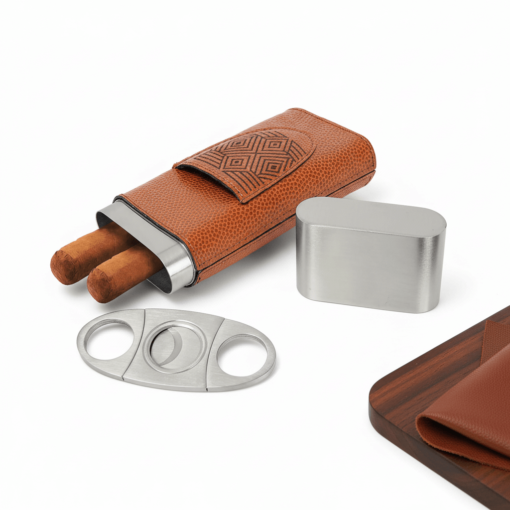 Personalized leatherette cigar case with Cutter Personalized Engraving