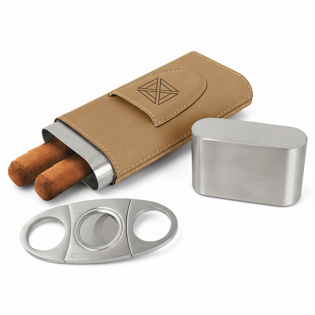 Personalized leatherette cigar case with Cutter Personalized Engraving