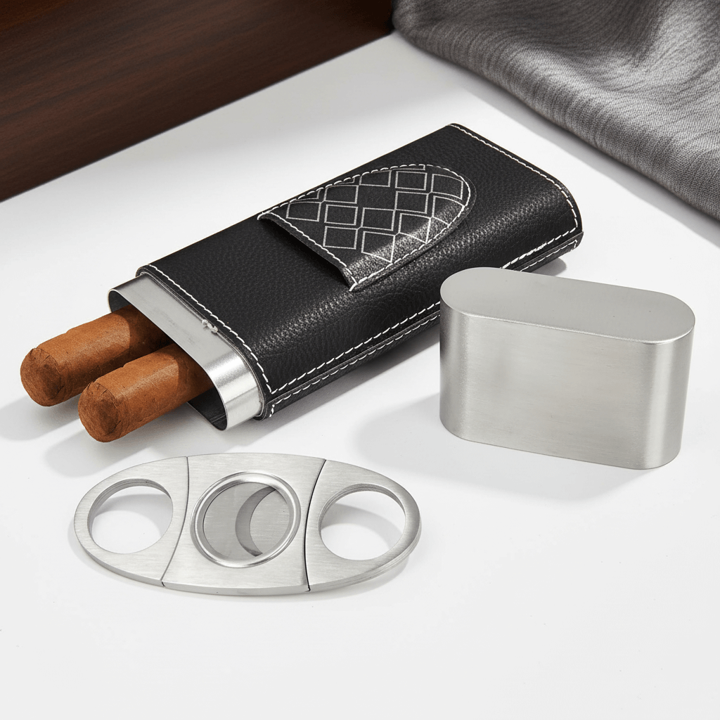 Personalized leatherette cigar case with Cutter Personalized Engraving