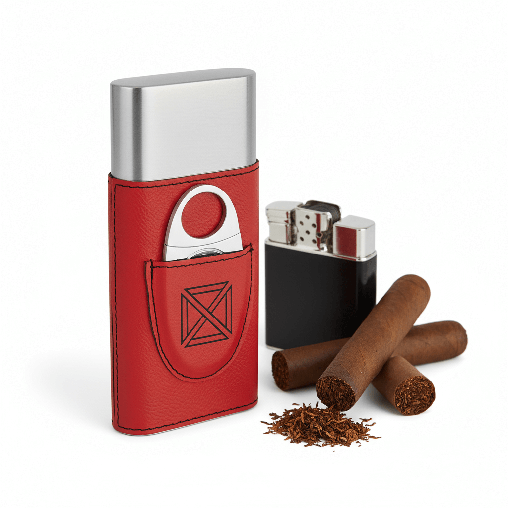 Personalized leatherette cigar case with Cutter Personalized Engraving