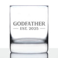 Godfather Est 2025 - New Godfather Whiskey Rocks Glass Proposal Gift for First Time Godparents - Bold 10.25 Oz Glasses
