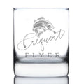 Frequent Flyer Engraved Rocks Glass Gifts for Fly Fishers Weighted Whiskey Glasses - 10.25 oz