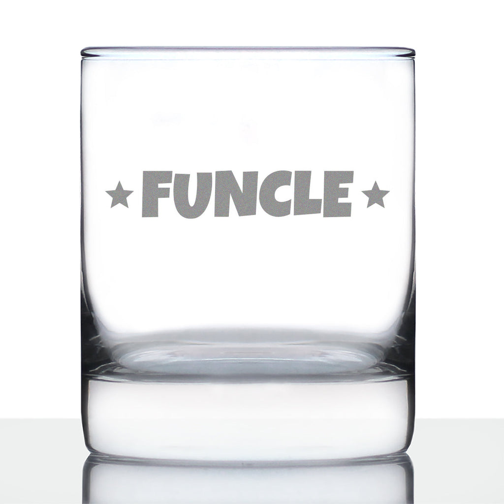 Funcle Whiskey Rocks Glass - Funny Gifts For The Best Uncle - 10.25 Oz Glasses
