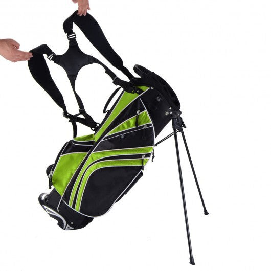 Golf Stand Cart Bag, 6-Way Divider, 8 Pockets, Green