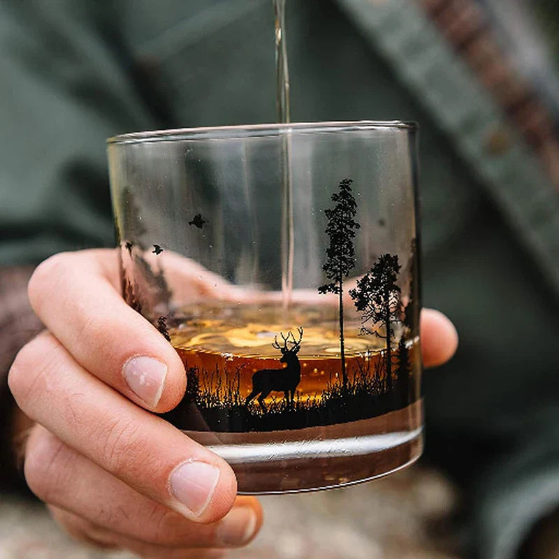 Dlight Decor 300ml Forest Animal Whiskey Glass for Nature Lovers