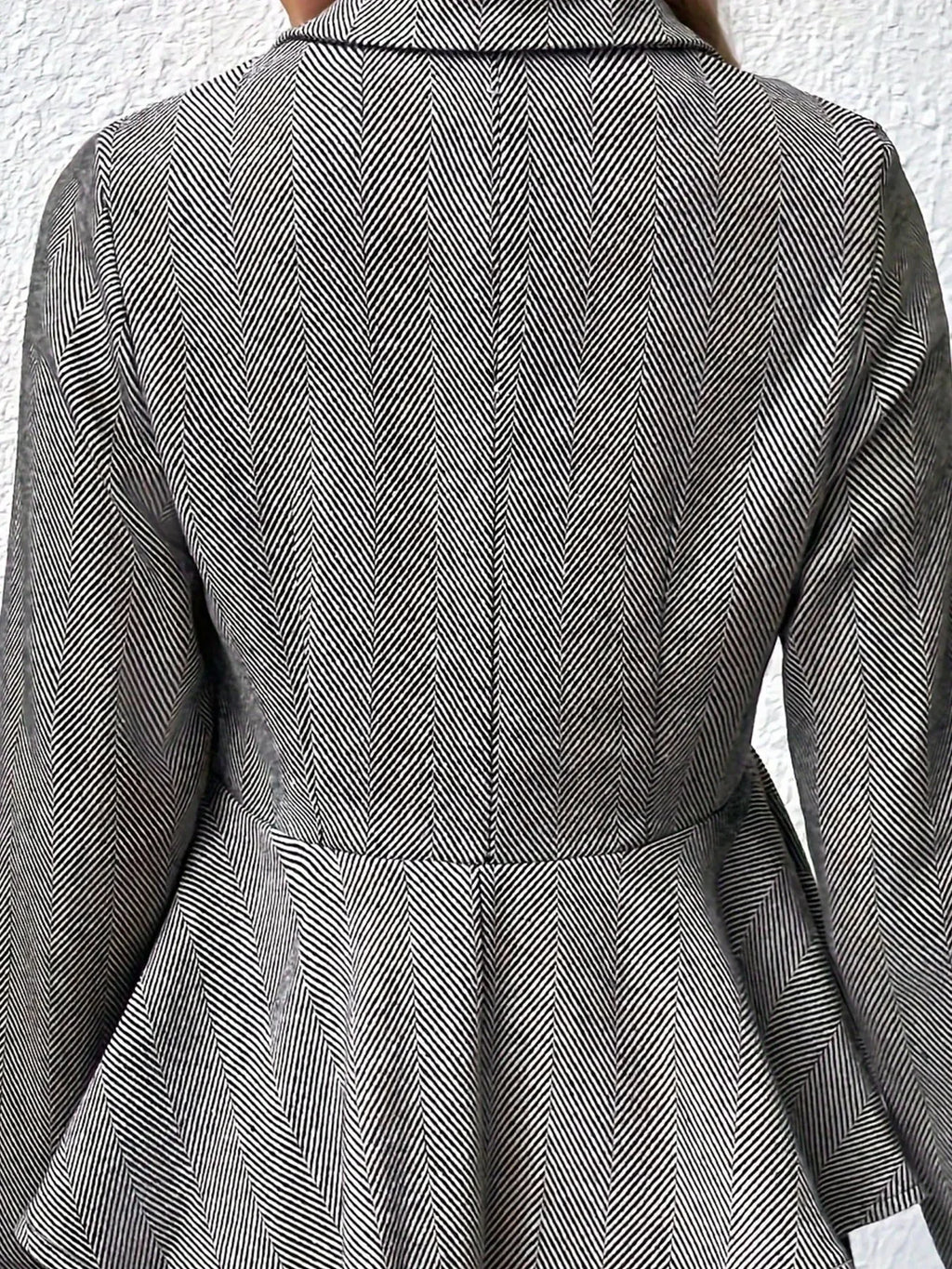 Women’s Plus-Size Solid Color Peplum Jacket – Casual Outerwear