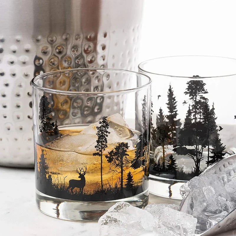 Dlight Decor 300ml Forest Animal Whiskey Glass for Nature Lovers