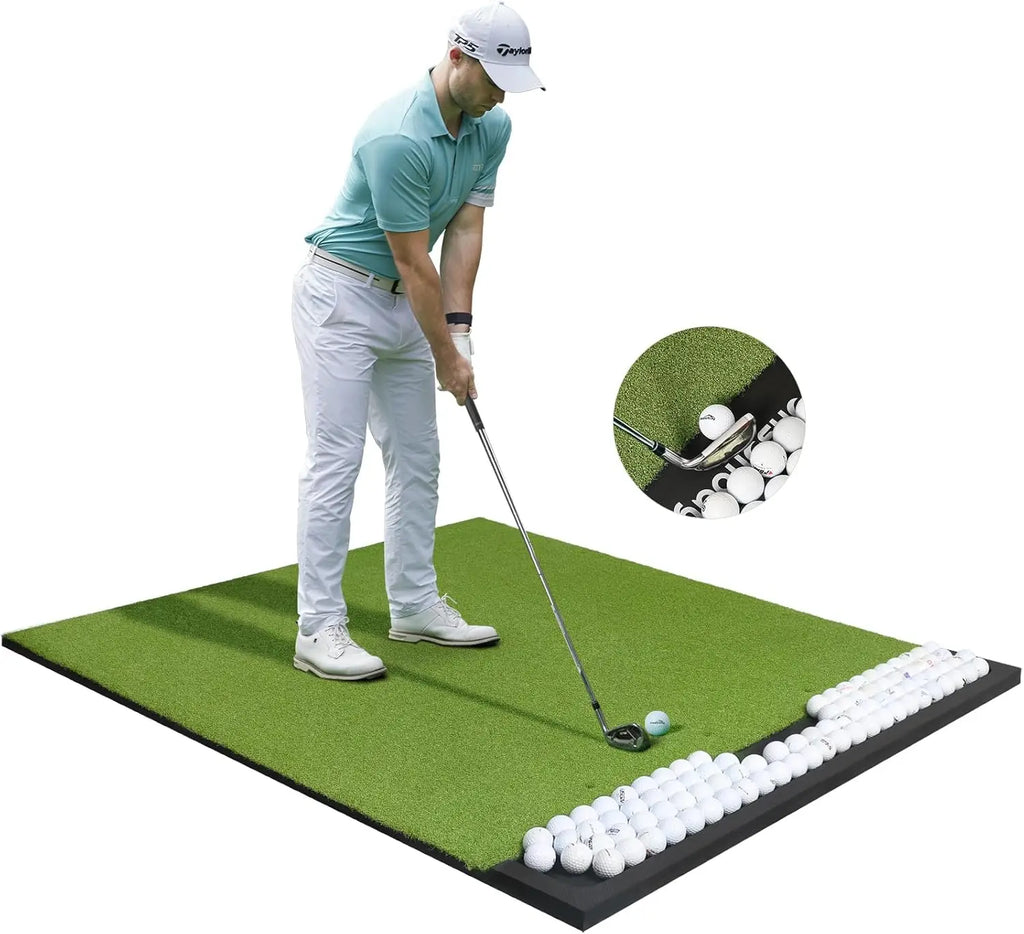 5x4ft Thick Golf Practice Mat with Ball Tray & Tees