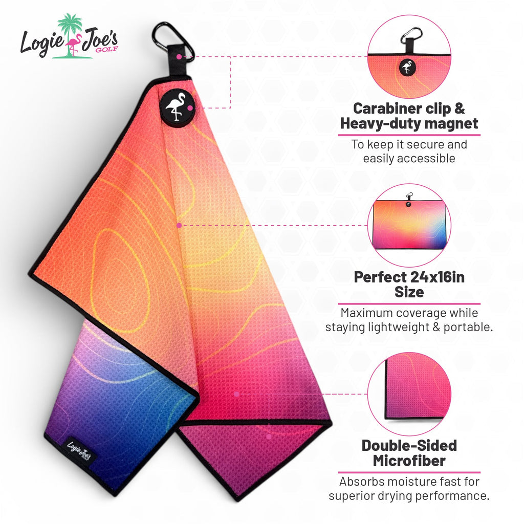 Fairway Frenzy Golf Towel | 24” x 16” Microfiber Towel | Magnetic Clip & Carabiner | Premium Golf Accessory