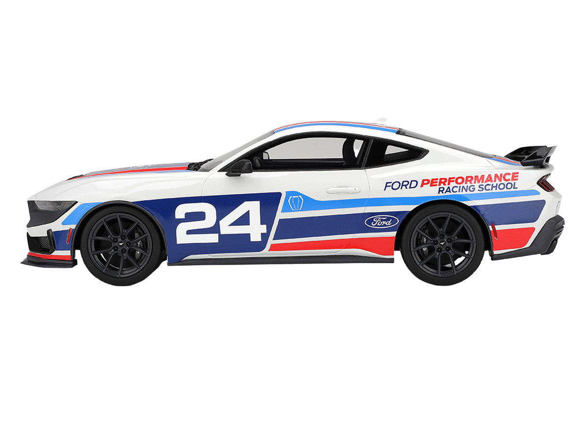 Ford Mustang Dark Horse #24 "Ford Performance Racing School" White with Graphics 1/18 Model Car by Top Speed