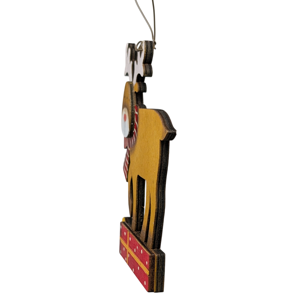 Dasher's Gift Box Bound: Hand-Painted Plywood Ornament