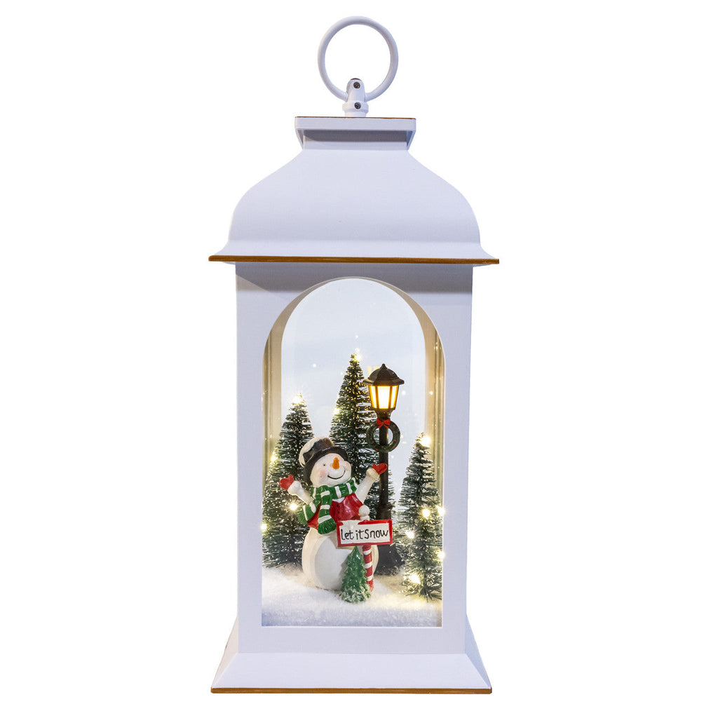 Battery Operated Lighted USB Snowmen With Lamppost