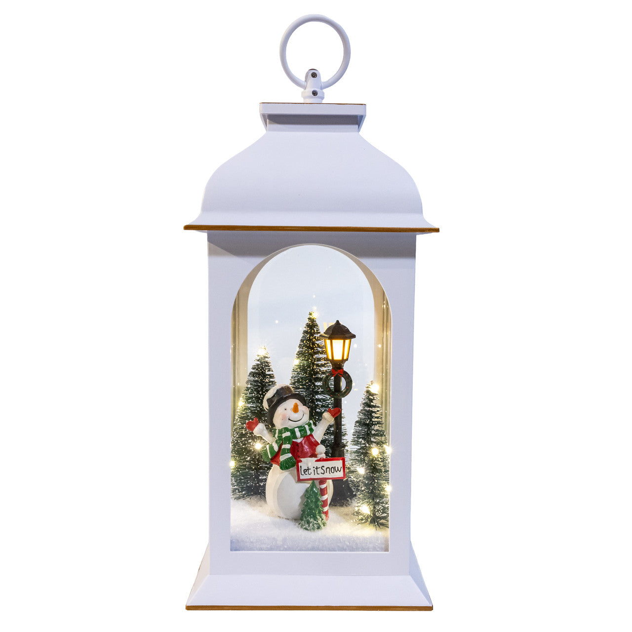 Battery Operated Lighted USB Snowmen With Lamppost