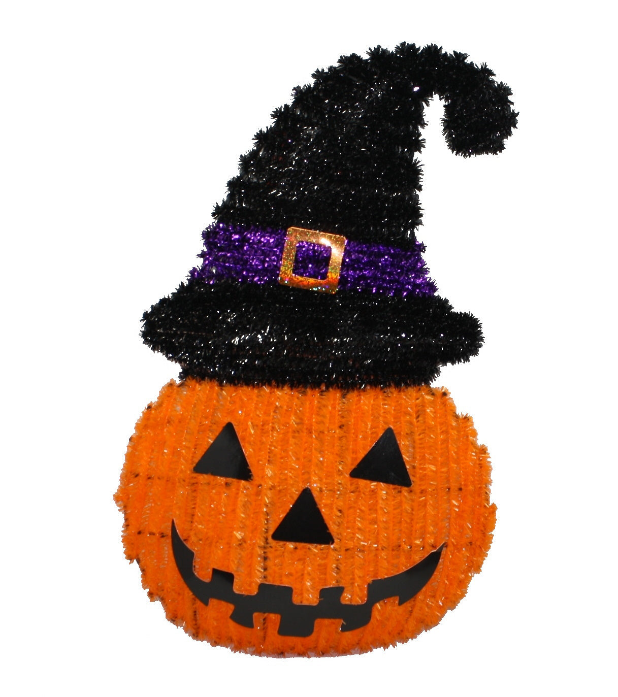Garland Tinsel Pumpkin With Witch Hat Wall Hanging