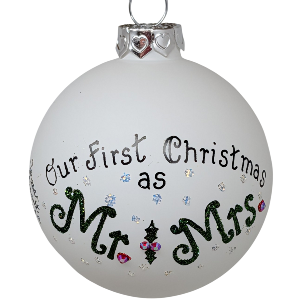 Christmas Keepsake Glass Ornament - First Christmas as Mr and Mrs