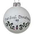 Christmas Keepsake Glass Ornament - First Christmas as Mr and Mrs