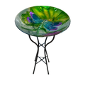 Dragonfly Fused Glass Bird Bath