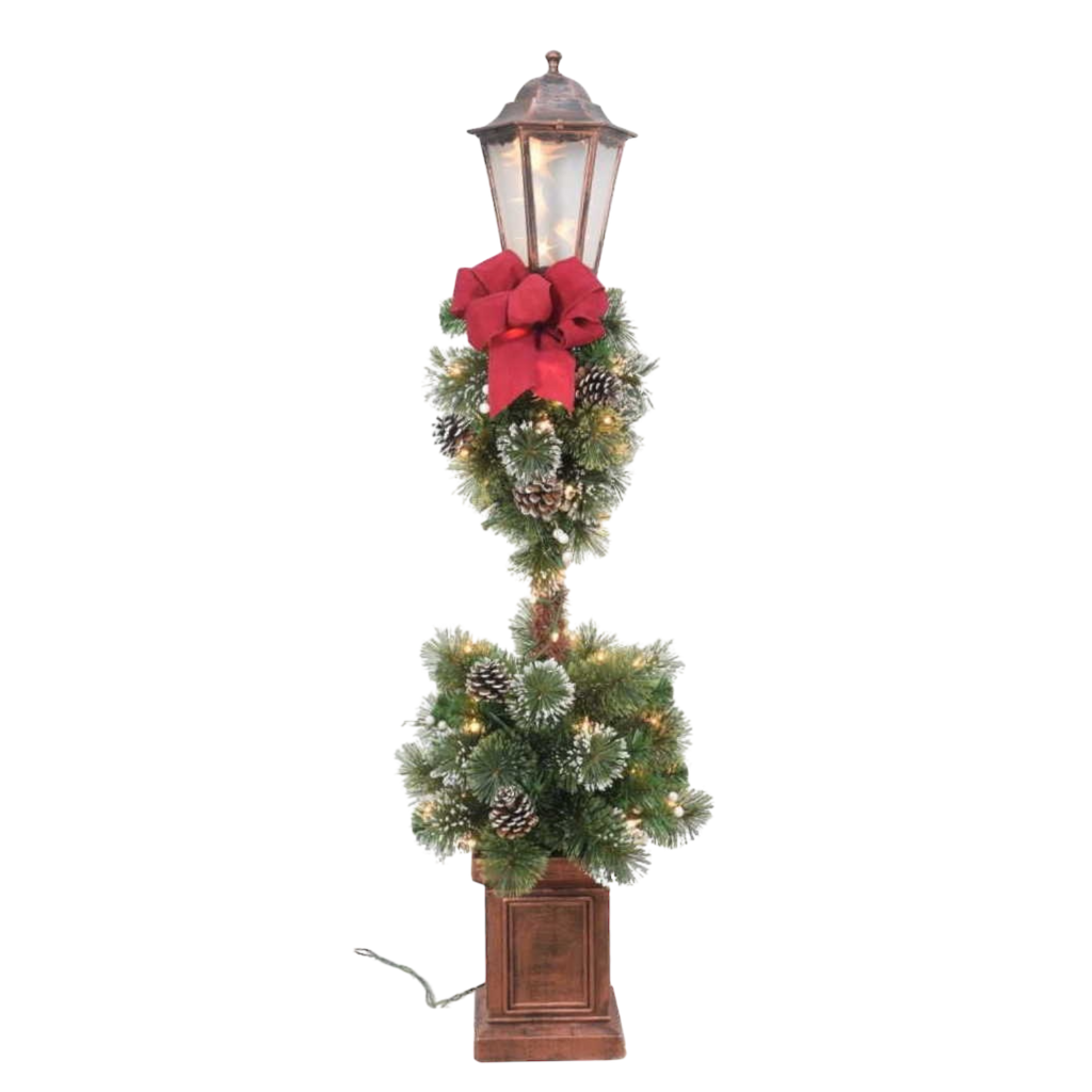 Lamp Post With Big Red Bow
