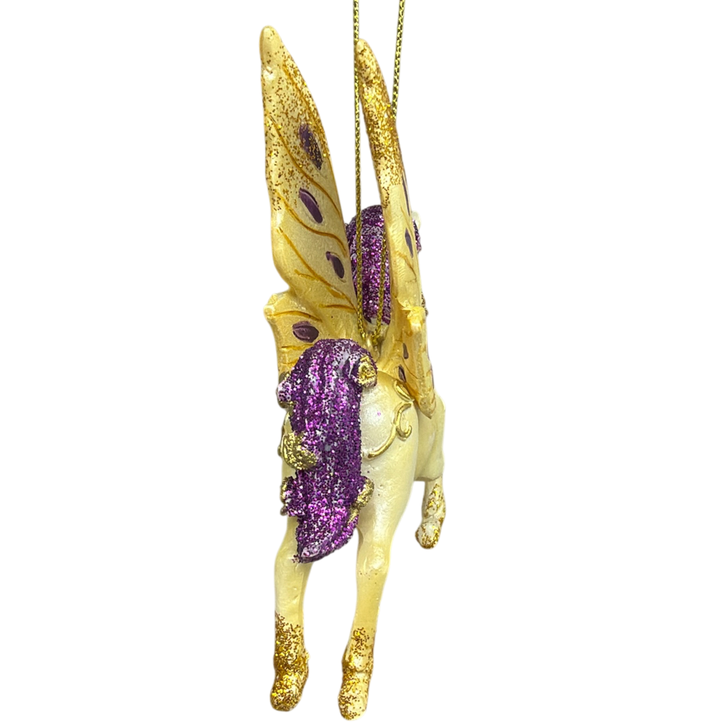 Gold  Winged / Purple Mane Unicorn Ornament