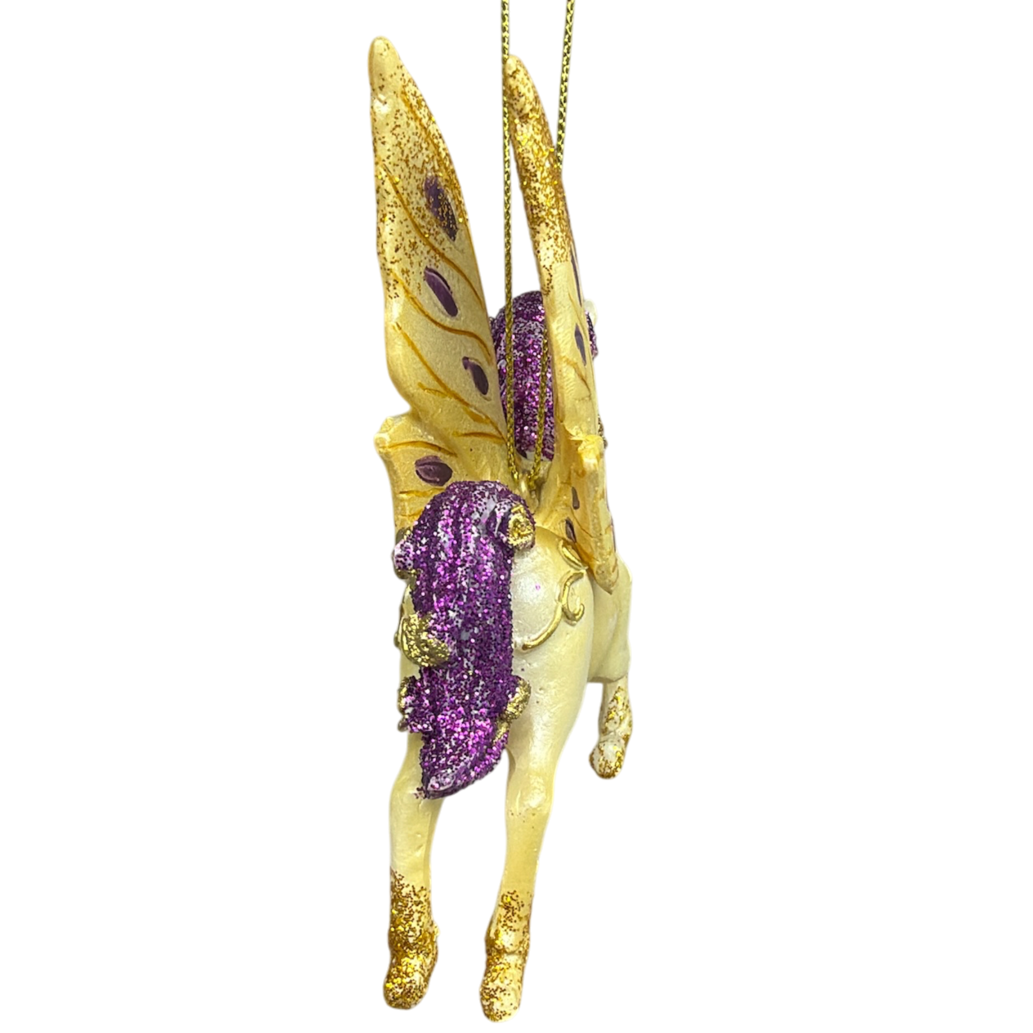 Gold  Winged / Purple Mane Unicorn Ornament