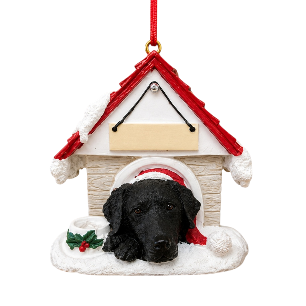 Ceramic Doghouse Ornament - Labrador - Black