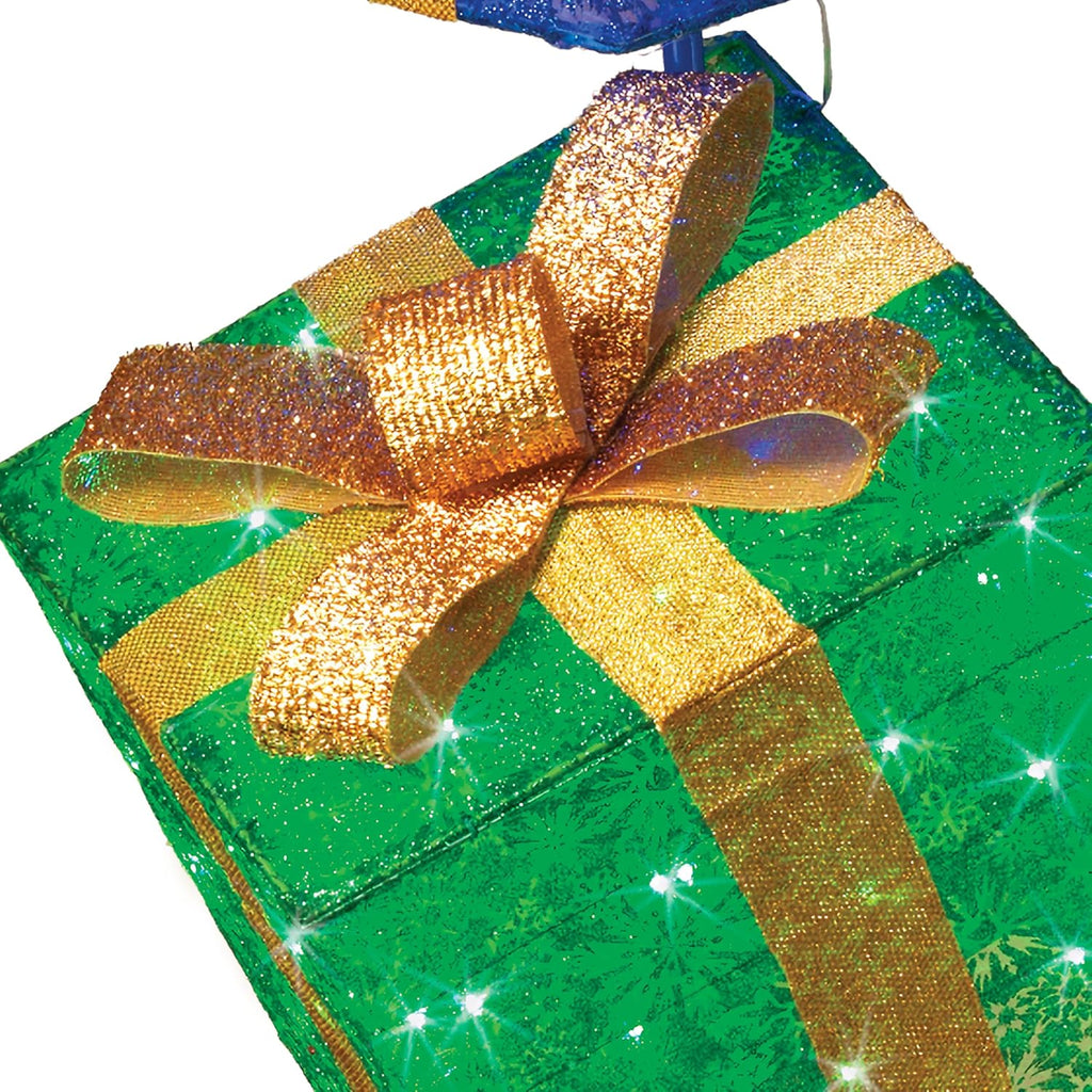 72-Inch High Lighted Stacked Glittering Gift Boxes