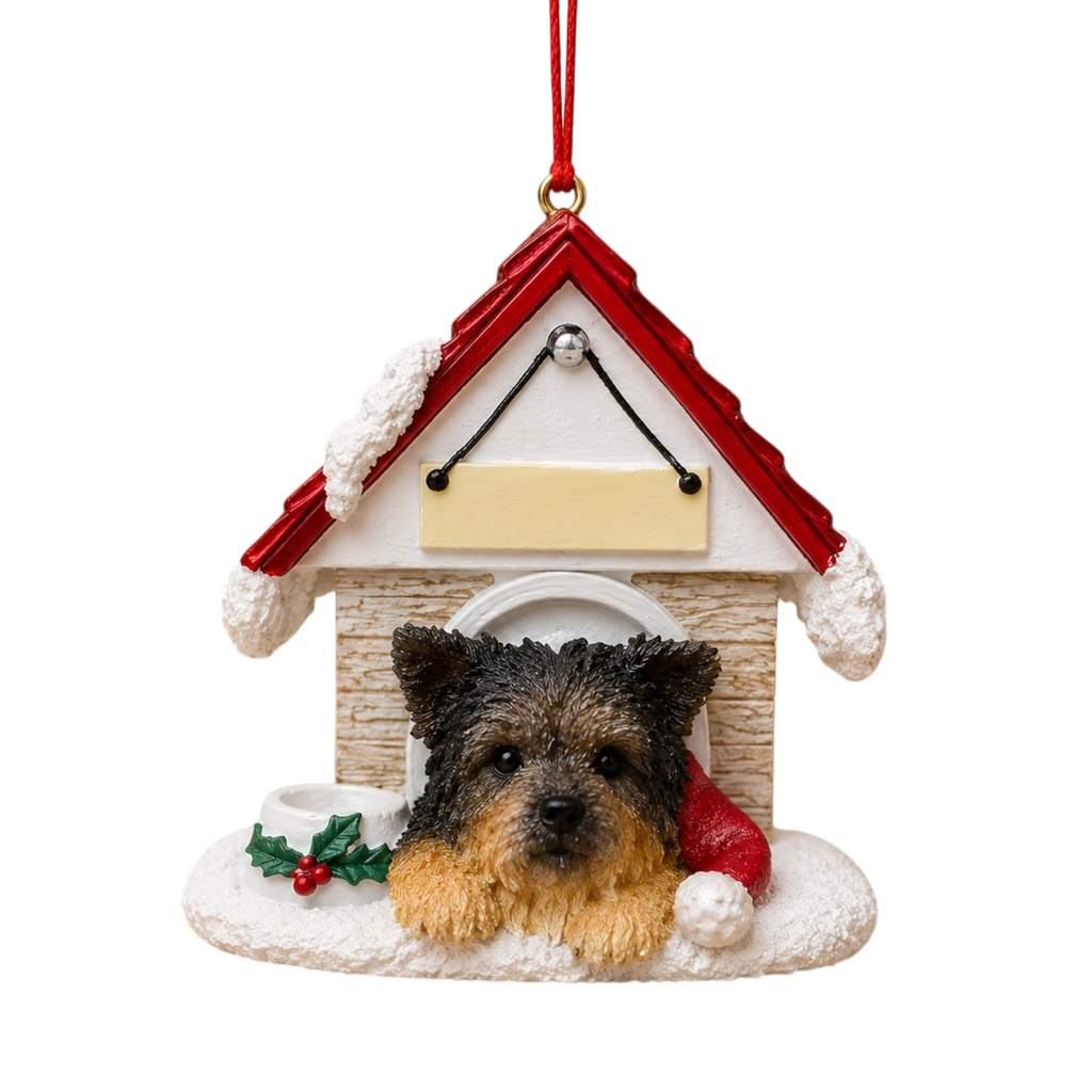 Ceramic Doghouse Ornament - Yorkie