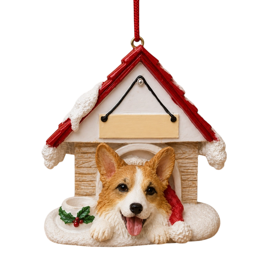 Ceramic Doghouse Ornament - Welsh Corgi