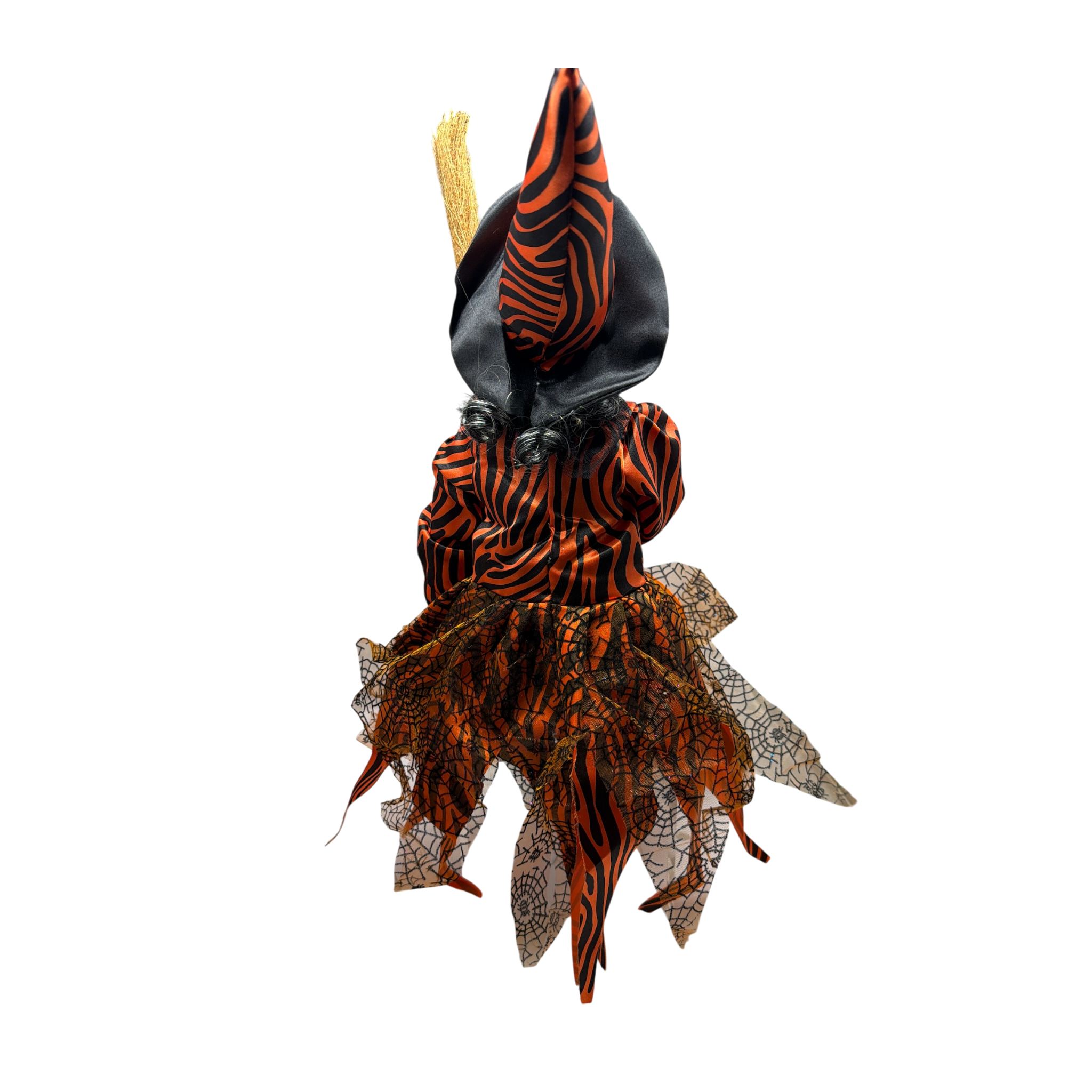 Black and Orange Fabric Sitting Halloween Witch