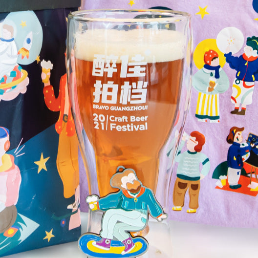 Creative Flip Tie Beer Glass Upside Down Juice Drink Glass Bar Restaurant Art Transparent Double Glass
