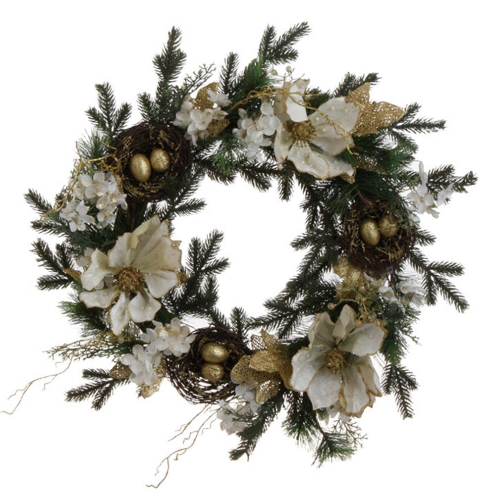 Iced Magnolia Wreath  - 22 Inch