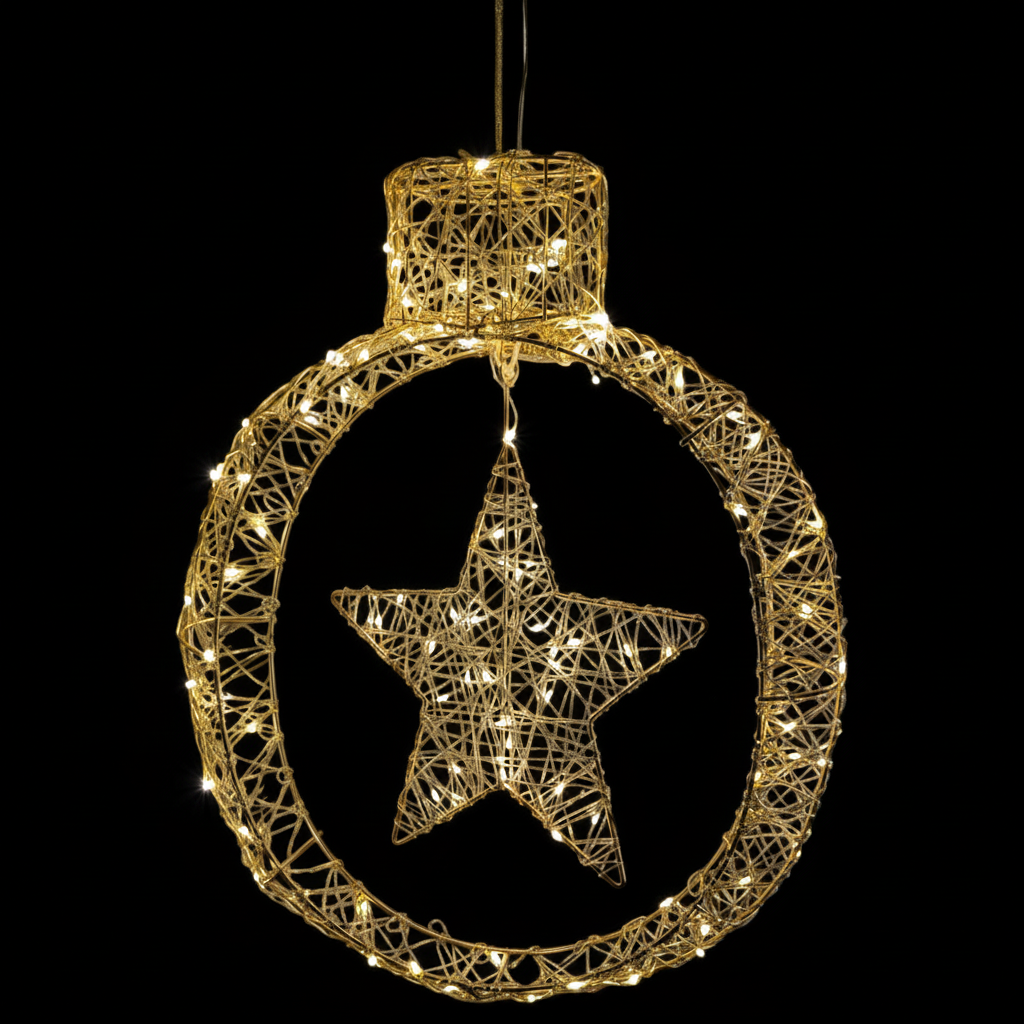Celestial Radiance: A Golden Star Ornament Aglow - 20 inch