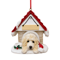 Ceramic Doghouse Ornament - Labradoodle Cream