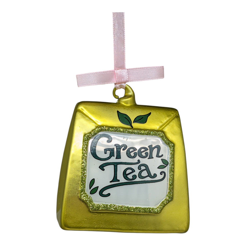 Verdant Comfort: Green Tea Glass Ornament