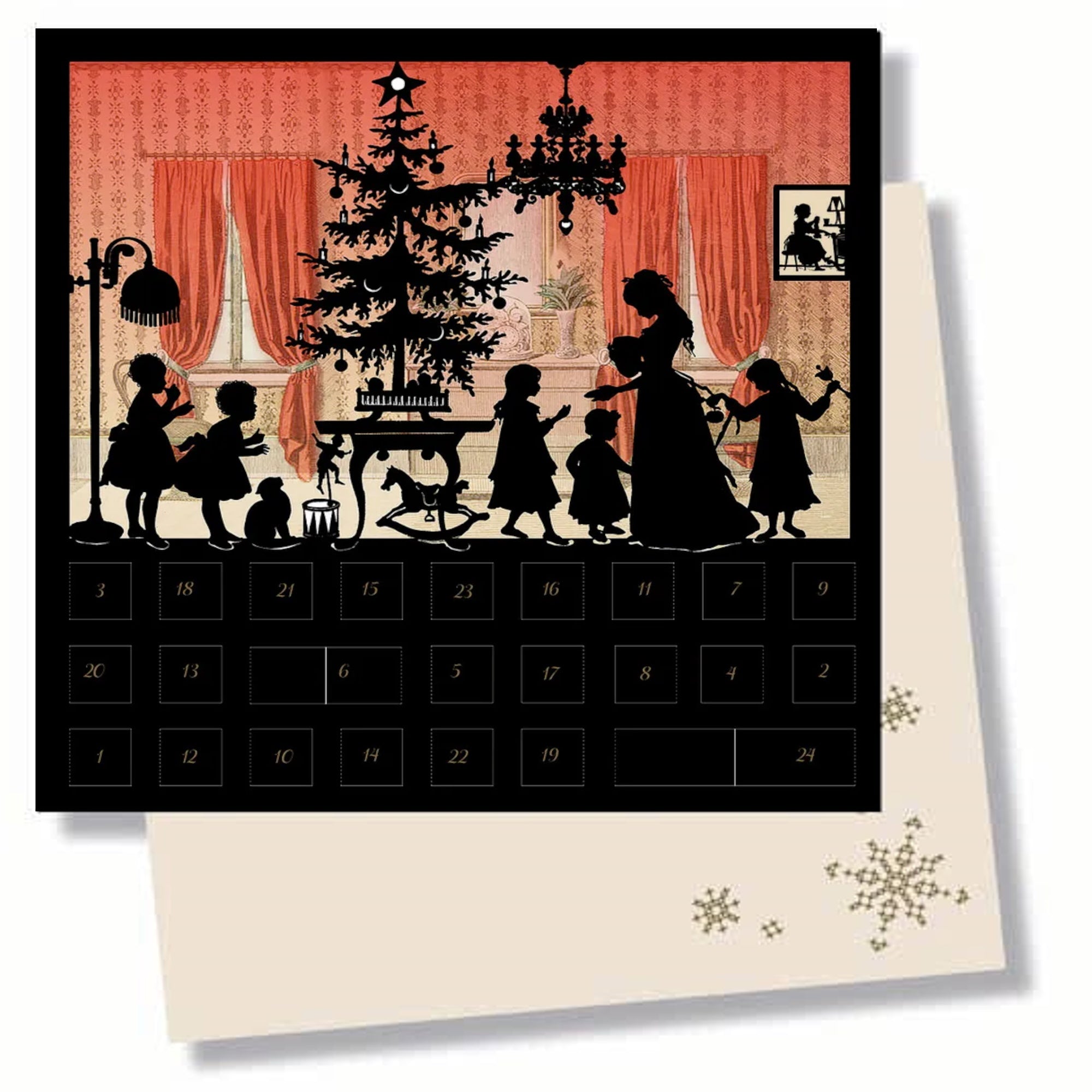 A Family's Timeless Christmas Celebration: Warmth and Wonder Indoors Silhouette Advent Card
