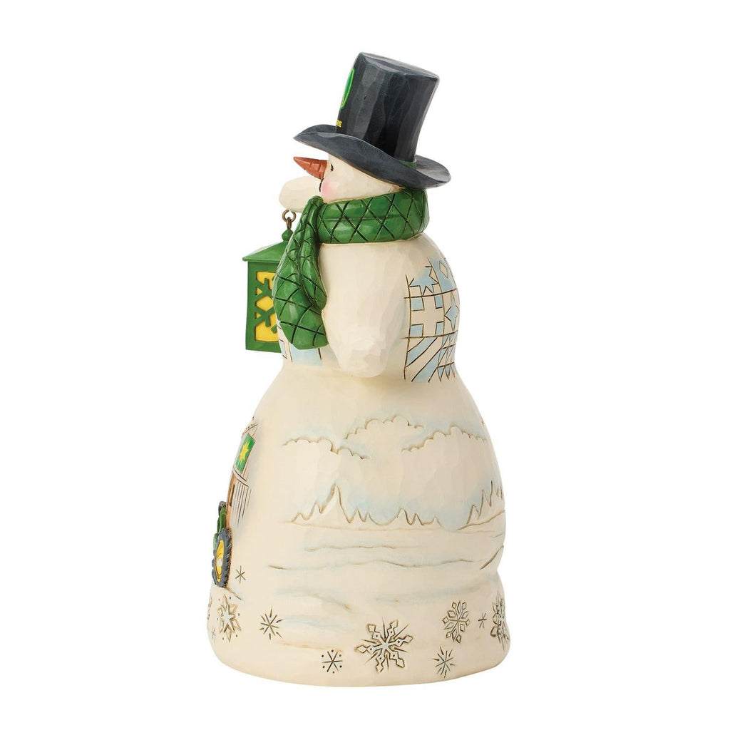 Snowman in John Deer Top-Hat Figurine