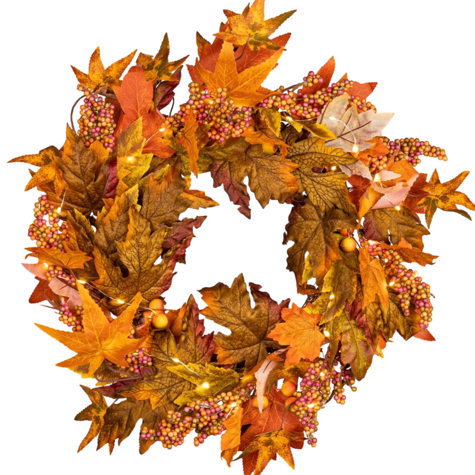 Autumn Glow Lighted Wreath