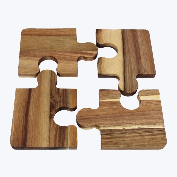 Acacia Wood Jigsaw Puzzle Charcuterie  / Coaster Set