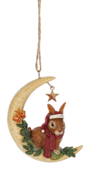 Crescent Moon With Bunny Ornament