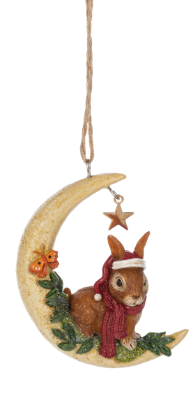 Crescent Moon With Bunny Ornament