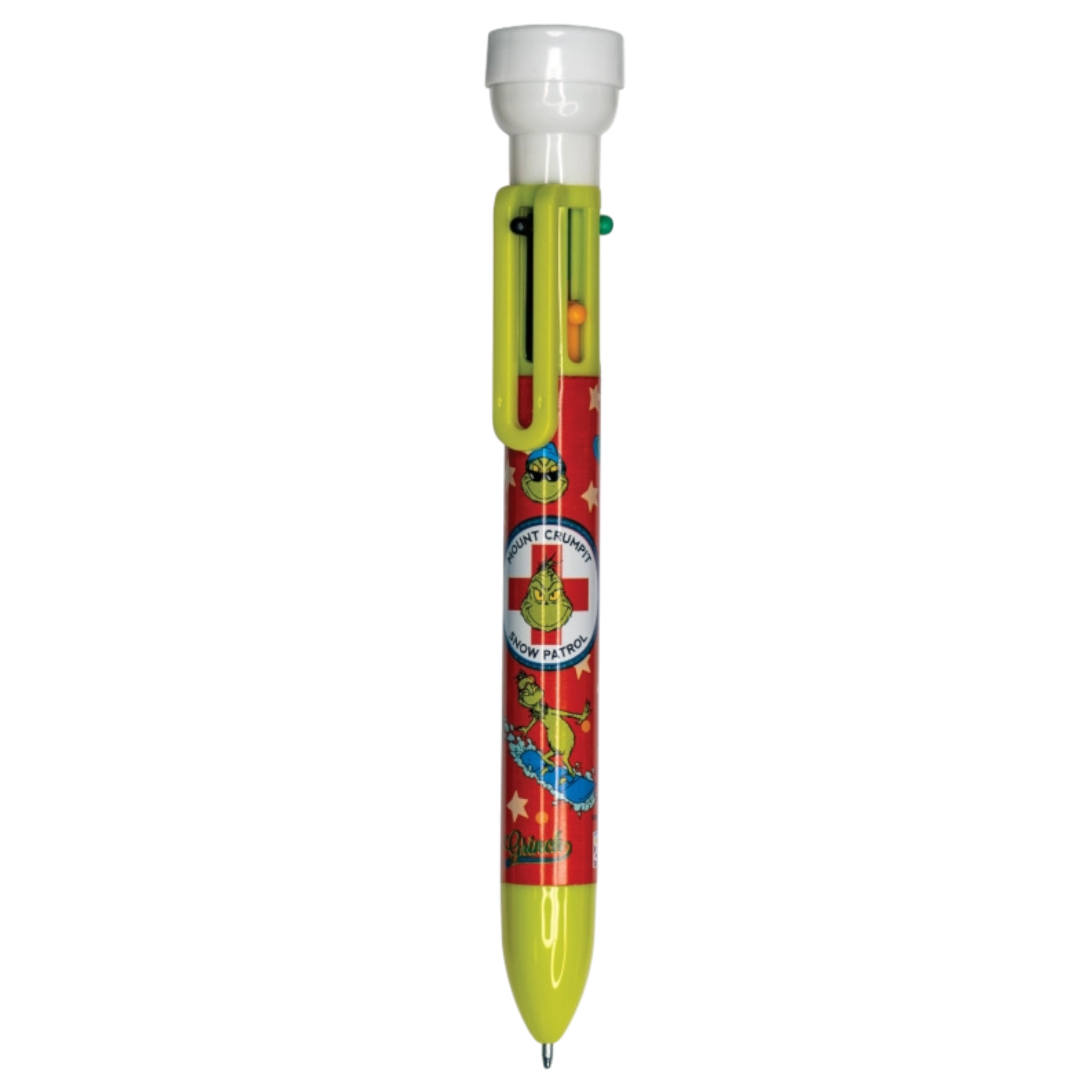 6 Color Pen With Stamper - Grinch Snow Patrol