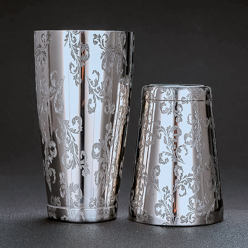 Engraved Stainless Steel Boston Cocktail Shaker Tools
