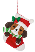 Mini Pet Stockings Gift Card Holder / Ornament - Dog Green Scarf