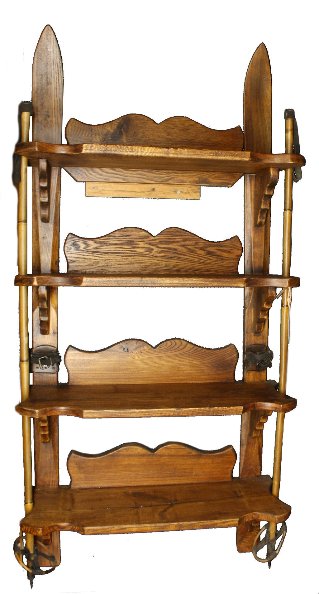 Wooden Antique Replica Ski Shelf