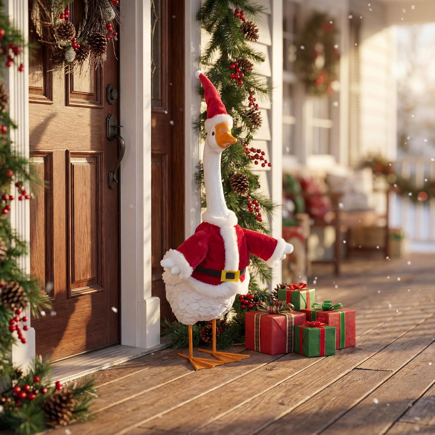 The Festive Porch Goose with Six Seasonal Outfits - 24 Inches Tall